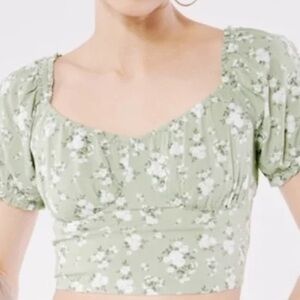 Off The Shoulder Puff Sleeve Crop Top